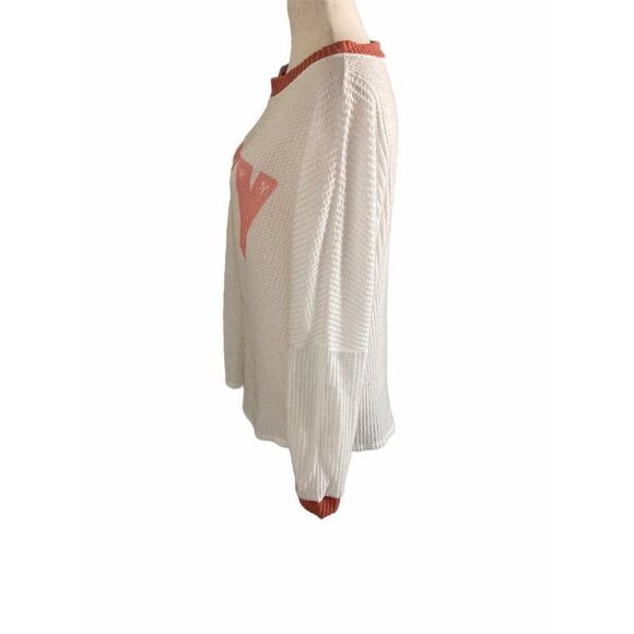 PHIL LOVE RINGER TOP MEDIUM WHITE ORANGE THERMAL - Picture 2 of 9